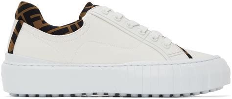 mens white fendi sneakers|Fendi white canvas sneakers.